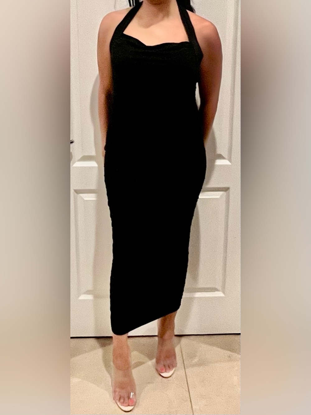 ASOS Black Halter Bodycon Midi Dress